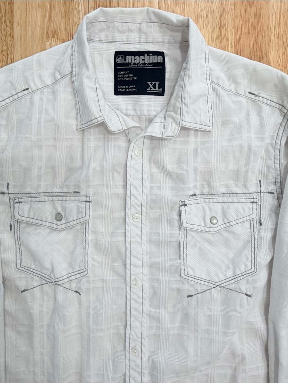 Machine White Button-Up Shirt with Chest Pockets
